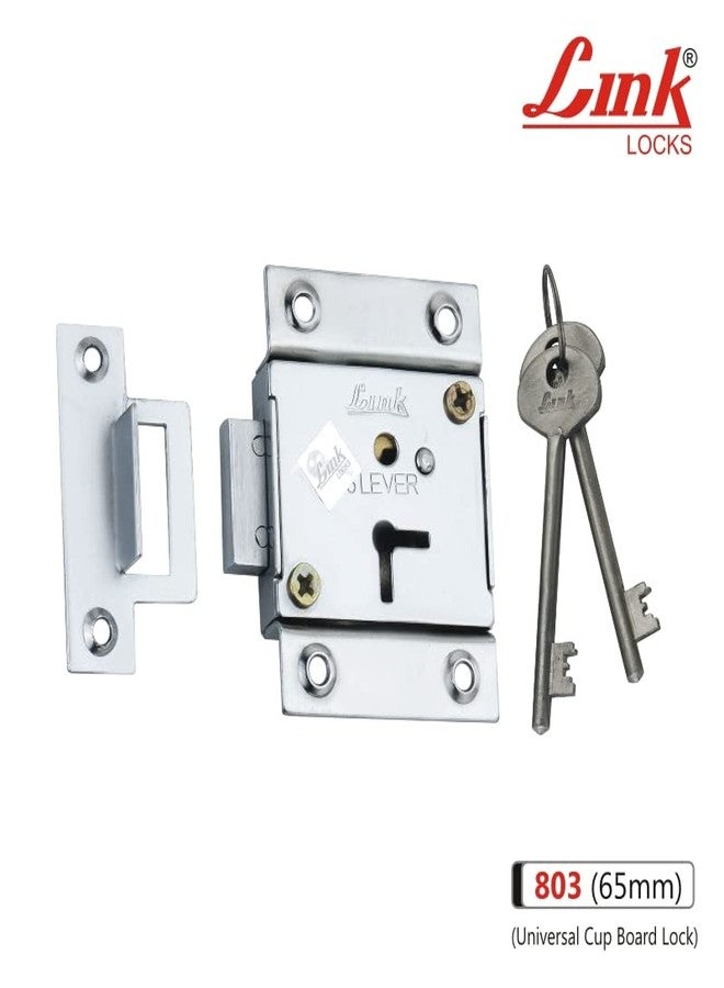 Link® Universal Drawer & Cupboard Lock 65mm Cylinder | 6 Levers | 803 | Made in India Silver - Image 4